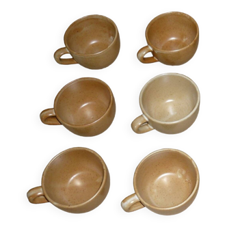 6 CNP Village France stoneware cups