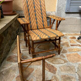 Chaise longue rotin et osier vintage avant-guerre