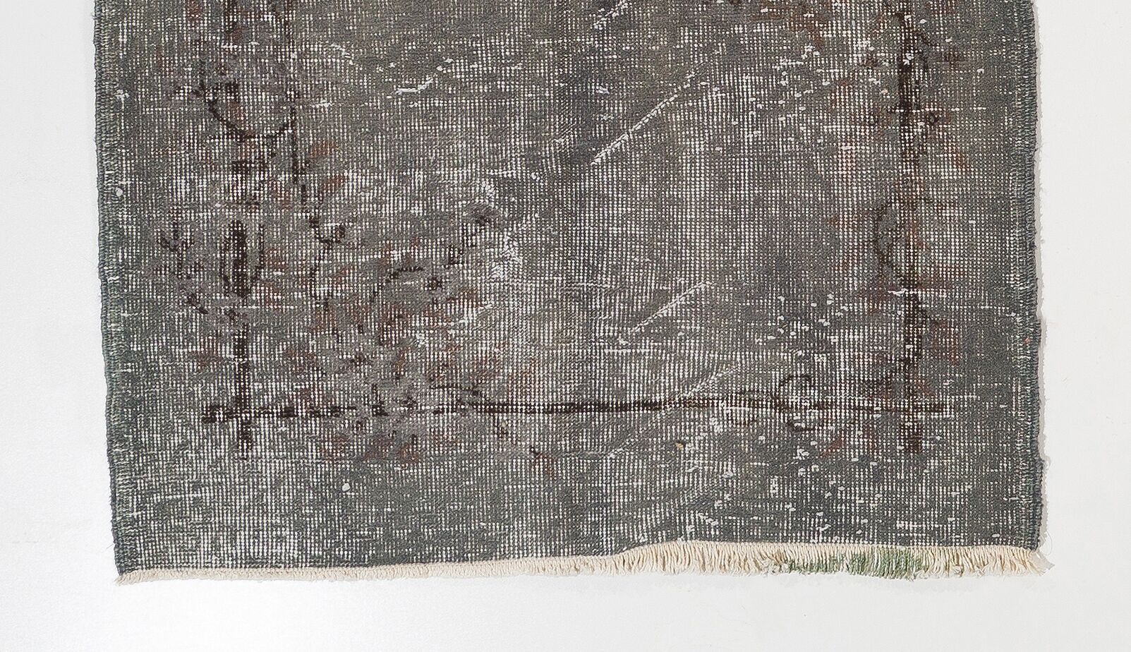 Vintage handmade turkish accent rug over-dyed in gray color