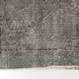 Vintage handmade turkish accent rug over-dyed in gray color