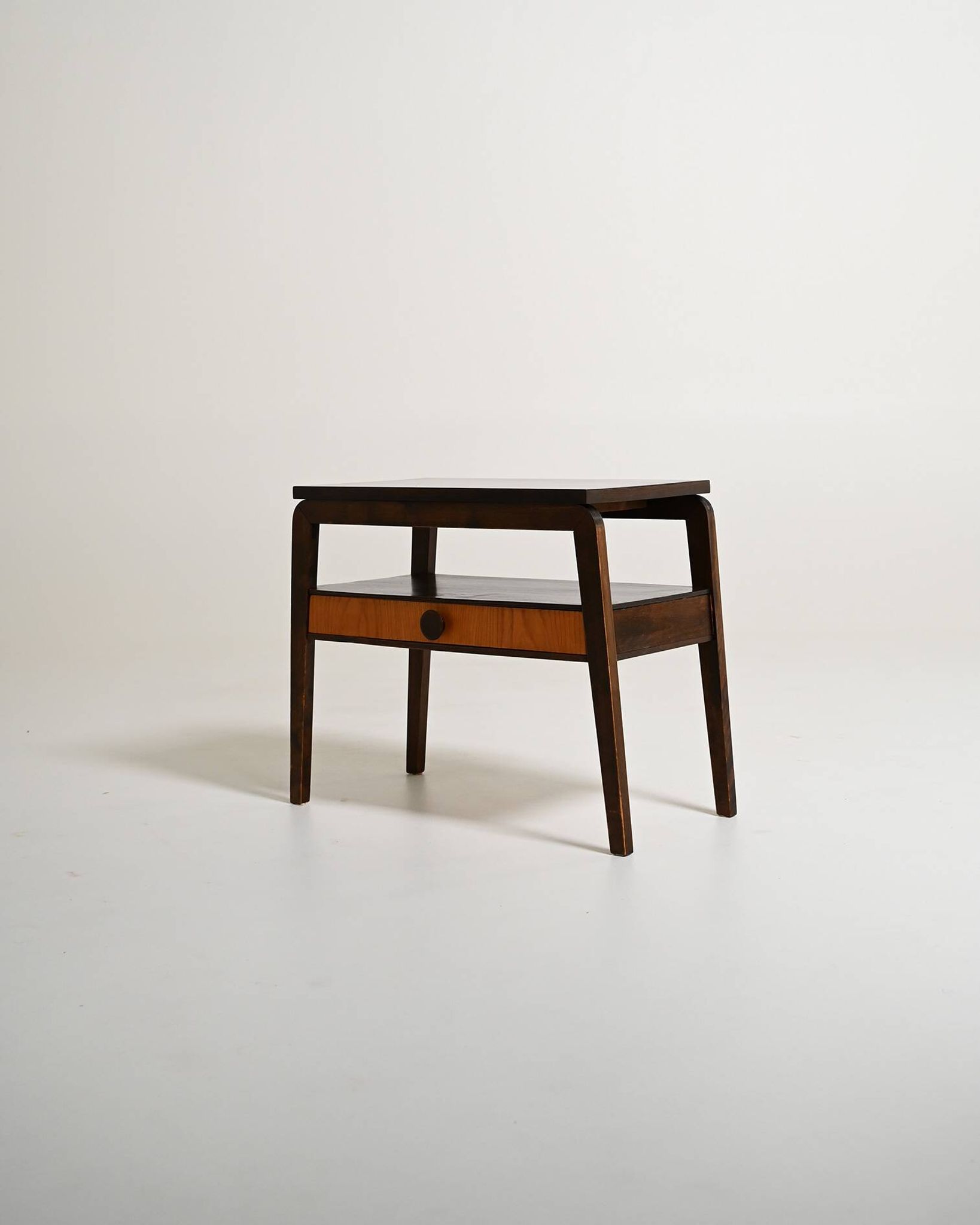Scandinavian teak and dark wood bedside table, 1950s