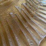 Old Verrex smoked glass fruit bowl, with a radius decoration cut into the glass
