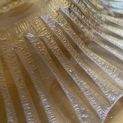 Old Verrex smoked glass fruit bowl, with a radius decoration cut into the glass