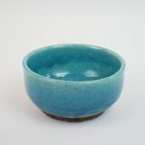 blue ceramic bowl with crackled enamel