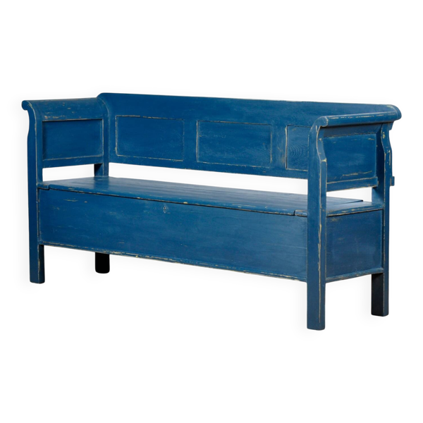 Banc en pin ancien à plateau rabattable, années 1900
