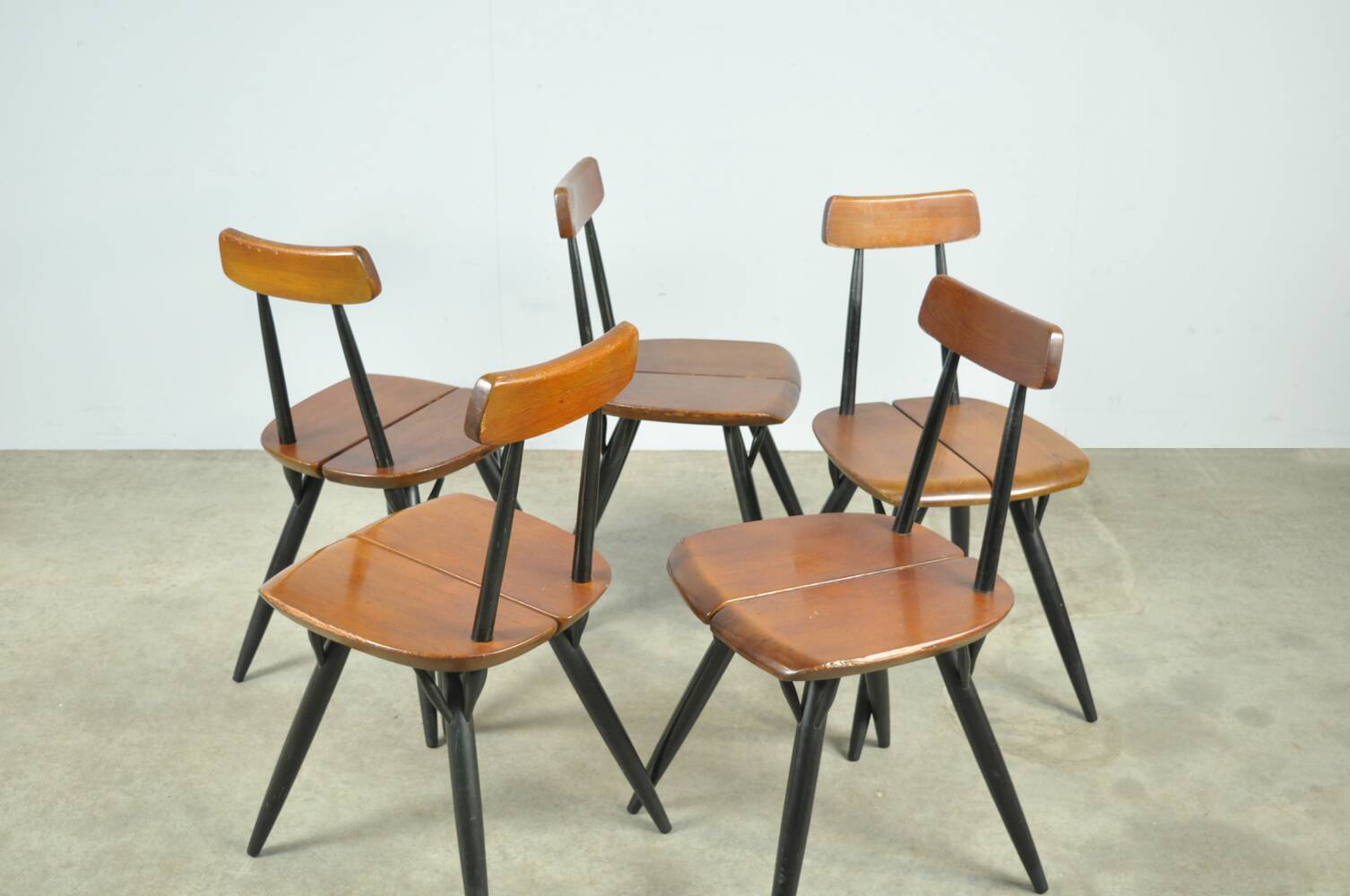 5 chaises PIrkka par Ilmari Tapiovaara pour Laukaan Puu, Finlande 1950