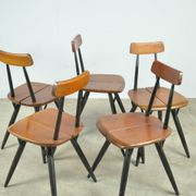 🟡 PIRKKA dining table chairs, Ilmari Tapiovaara, Laukaan Puu, Finland 1950