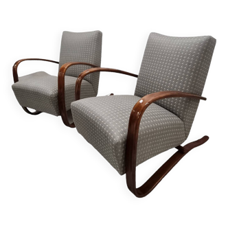 Pair of Art Deco J. Halabala H 269 armchairs, 1930s Czech