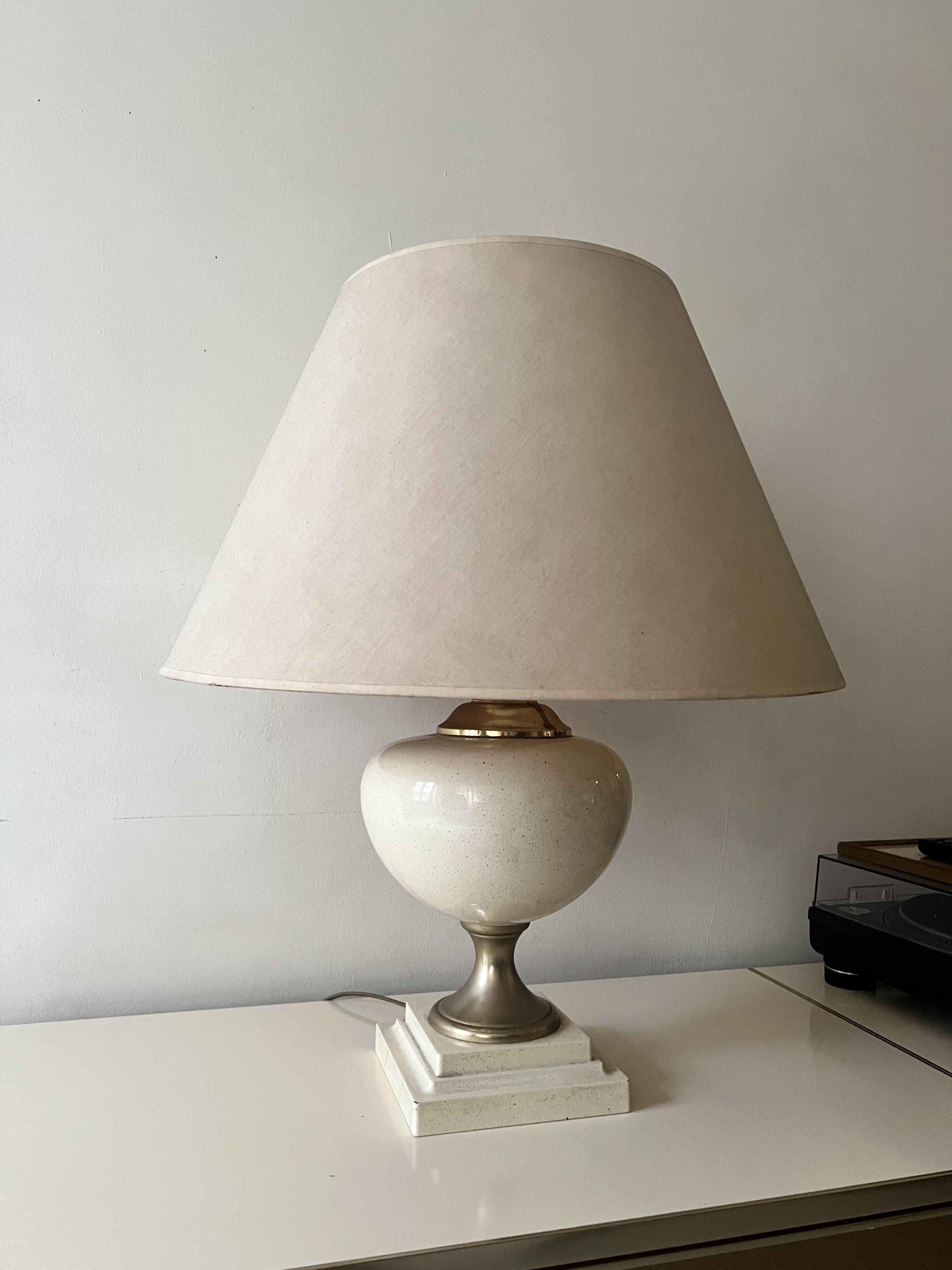 Dolphin lamp model "Oricourt" in ceramic and brass, France 1970.