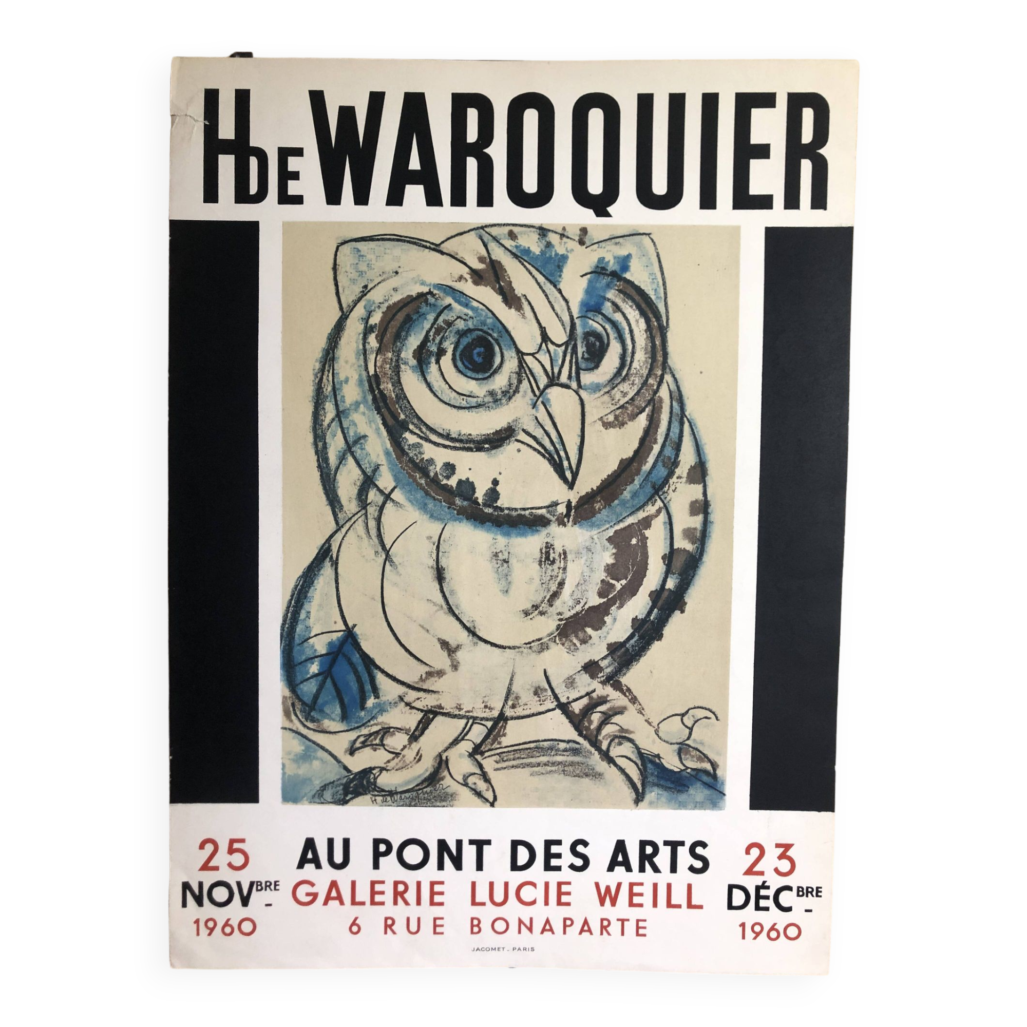 Affiche H de Waroquier Au pont des Arts Paris 1960