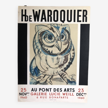 Affiche H de Waroquier Au pont des Arts Paris 1960