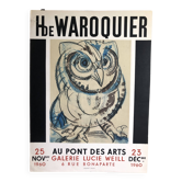 Poster H by Waroquier At the Pont des Arts Paris 1960