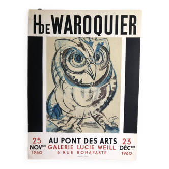 Poster H by Waroquier At the Pont des Arts Paris 1960