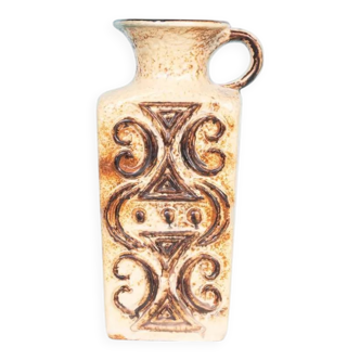 Vintage vase W-Germany, 1960s, thick lava vase with flowers.