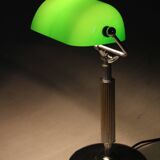 Lampe de table de banquier plaquée chrome Art déco des années 1930, Tchécoslovaquie