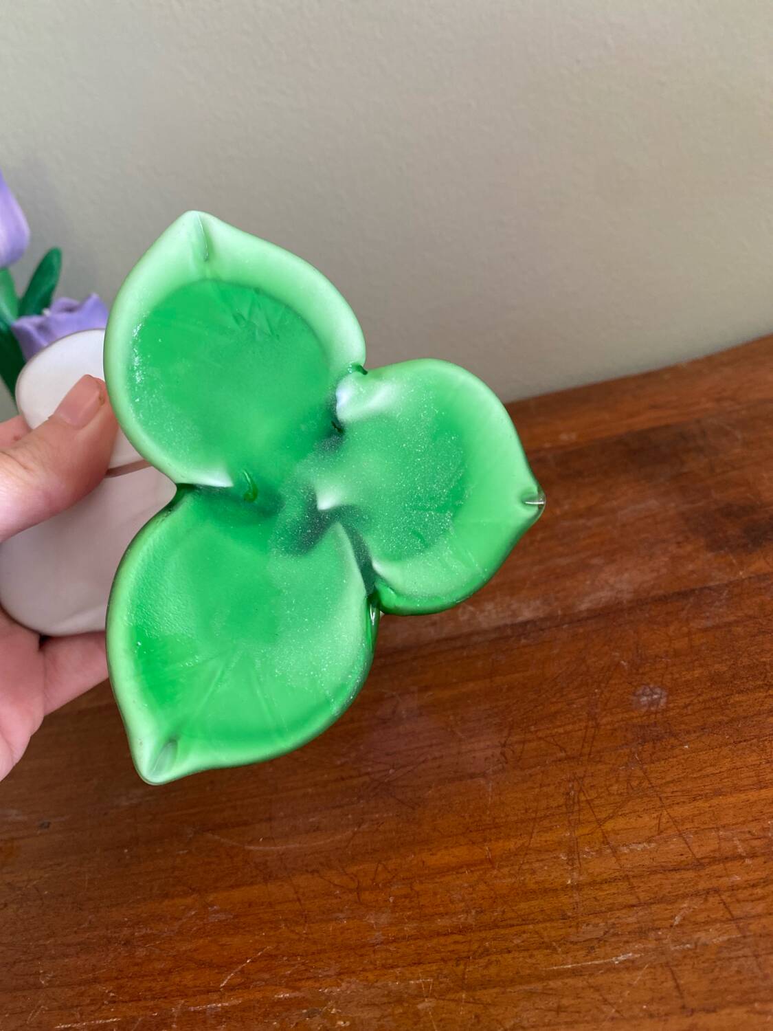 Glass flower candle holder