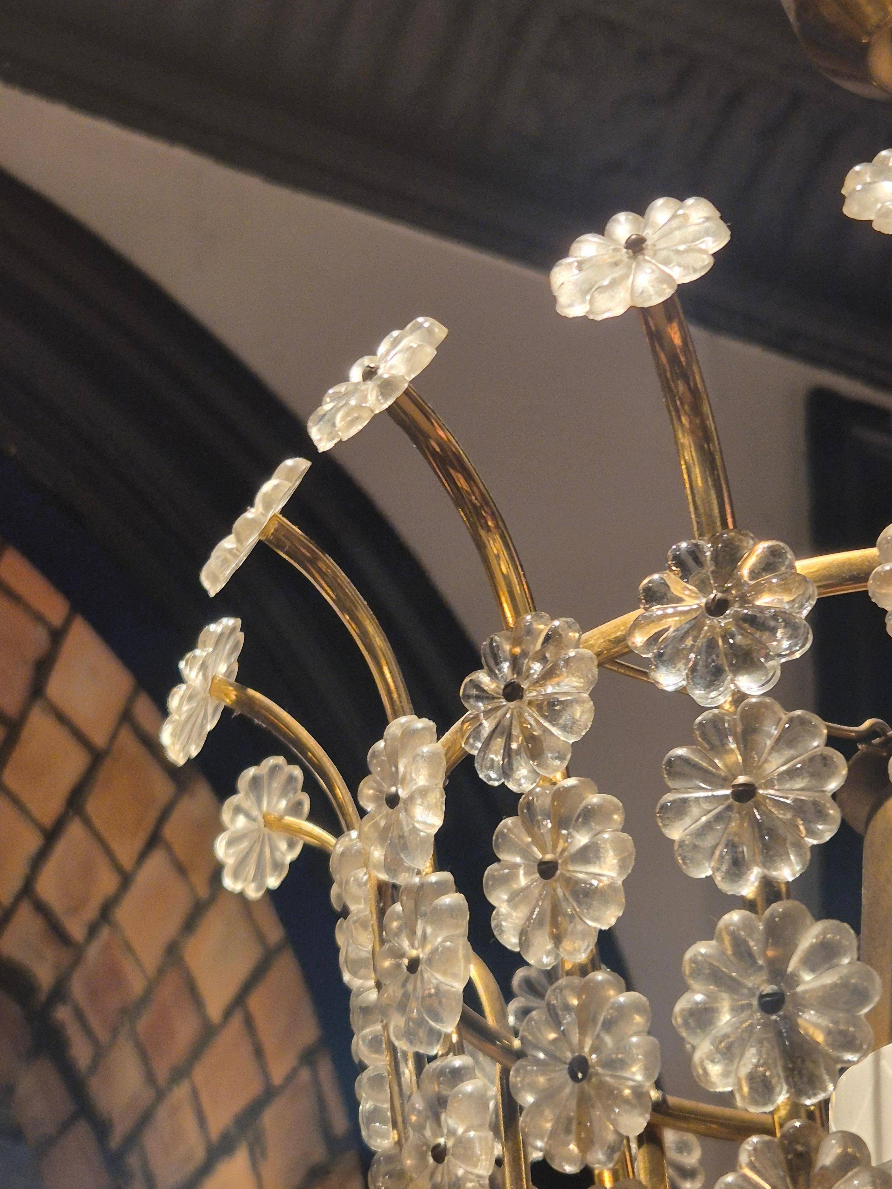 Magnificent brass pendant with floral decoration, Swedish Modern-Decor from the 1950s.