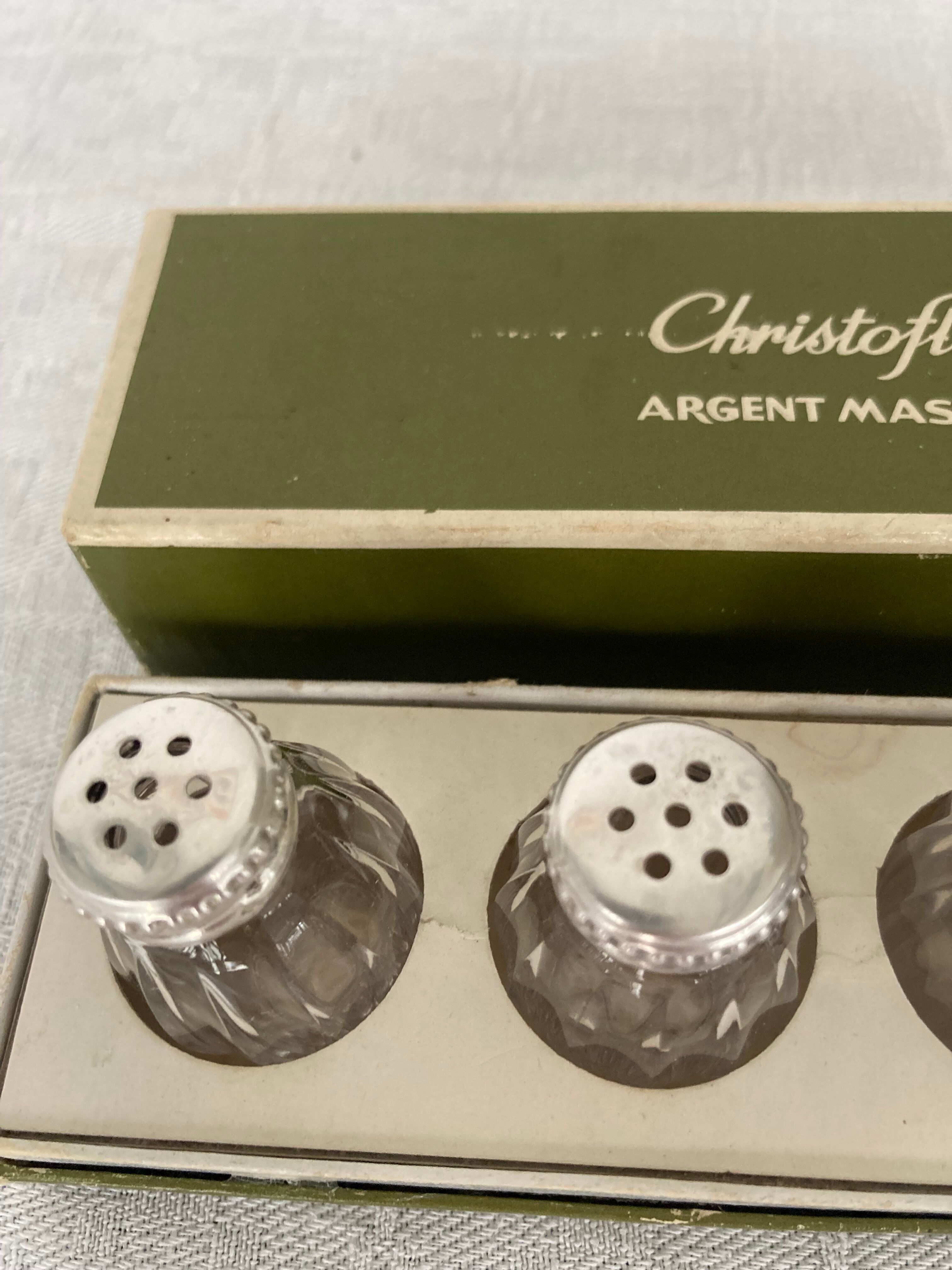 Boite de 4 mini salières argent Christofle