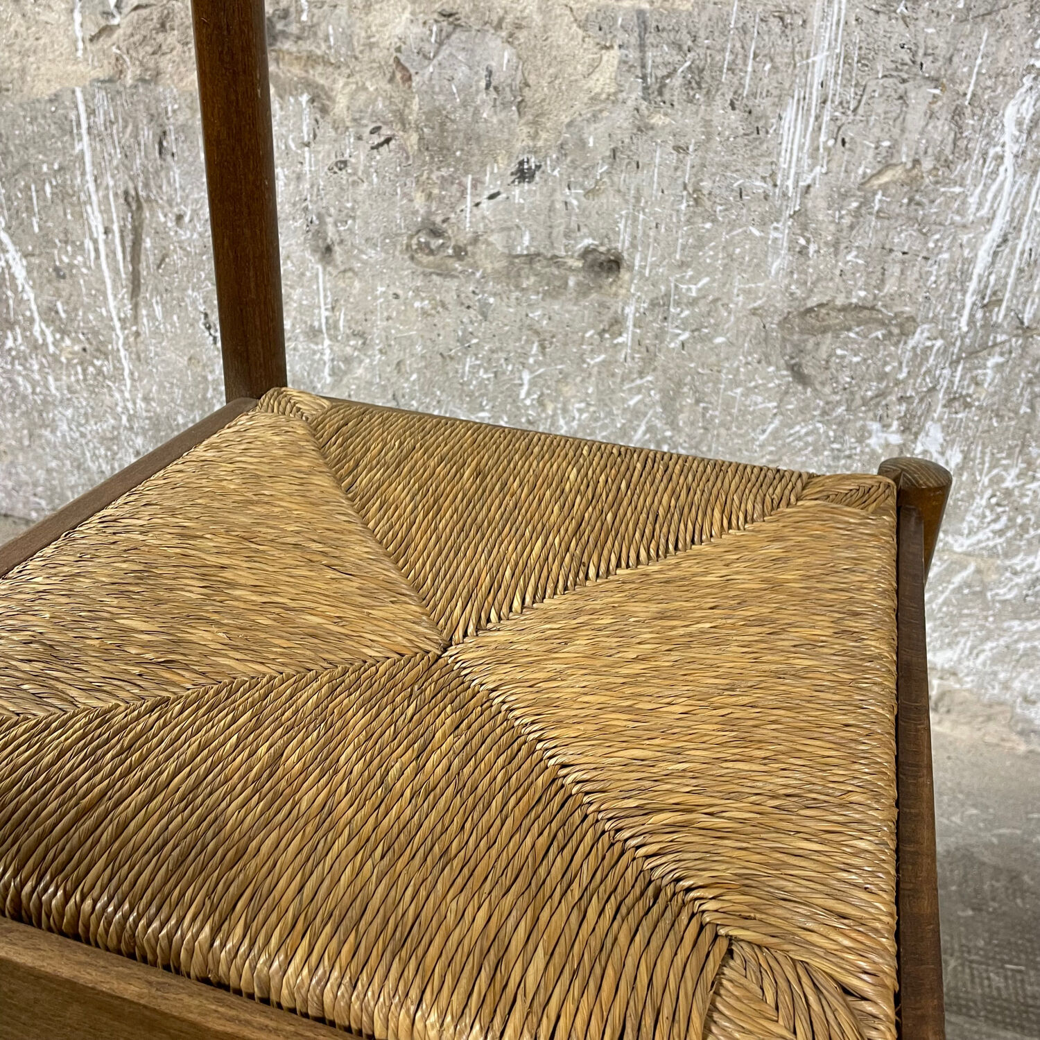Chaise paillée et bois annees 80