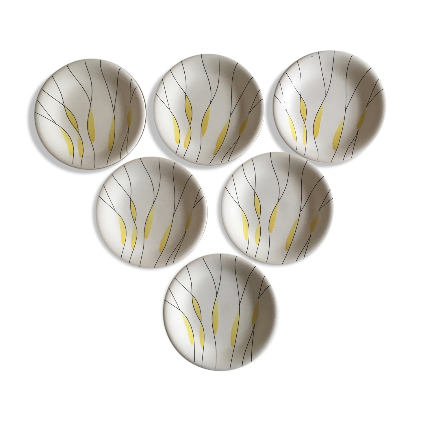 Salins earthenware dessert plates, Clair de Lune décor 60