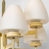 Sputnik chandelier with opaline glass by Kaiser, Germany, 1970s.