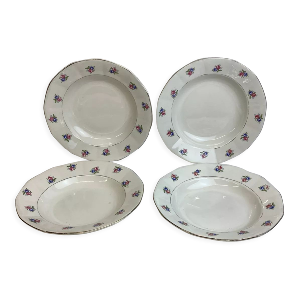 4 Assiettes creuses vintage made in france Digoin Sarreguemines