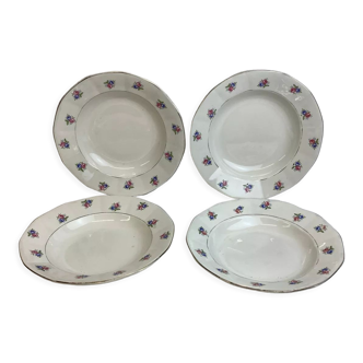 4 Assiettes creuses vintage made in france Digoin Sarreguemines