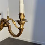 Important six-light chandelier in chiselled gilded bronze, Empire, 19th century