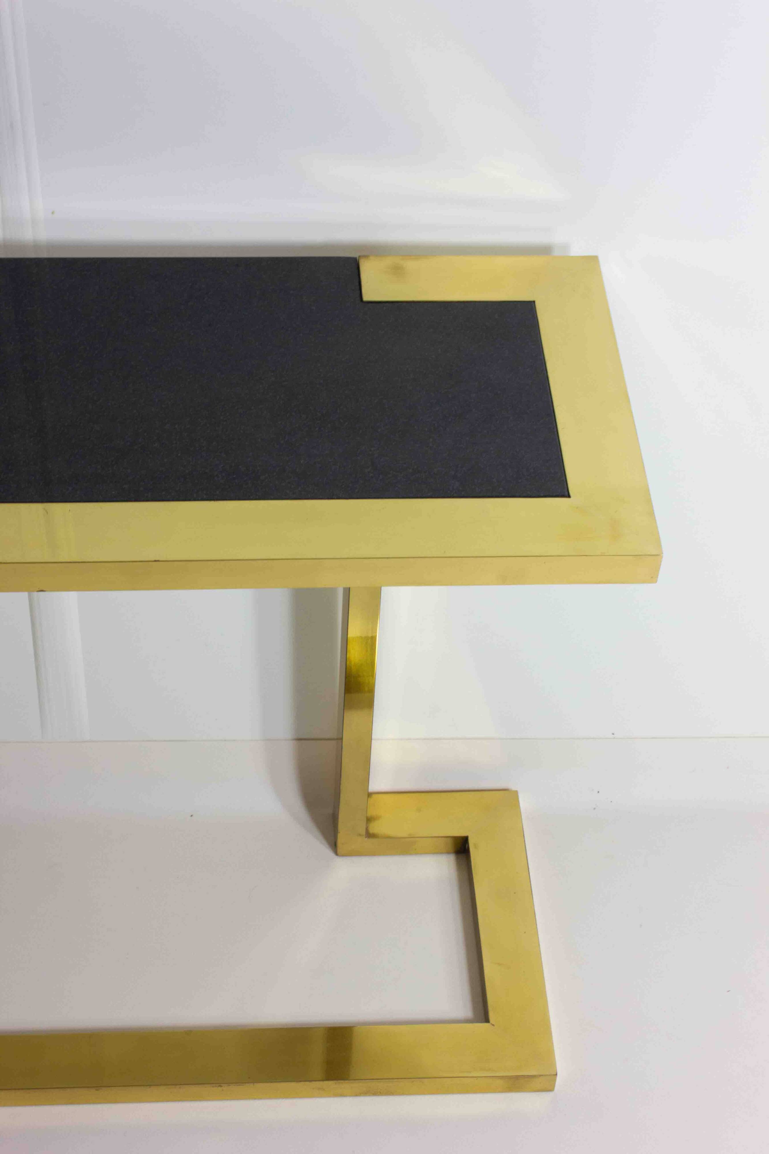 Rare Nucci Valsecchi console in bronze and blue granite, Italy 1970s