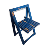 Folding chair in blue painted wood, Italy 1960