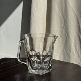 Large glass water jug with handle, hexagonal base, H15 D20.