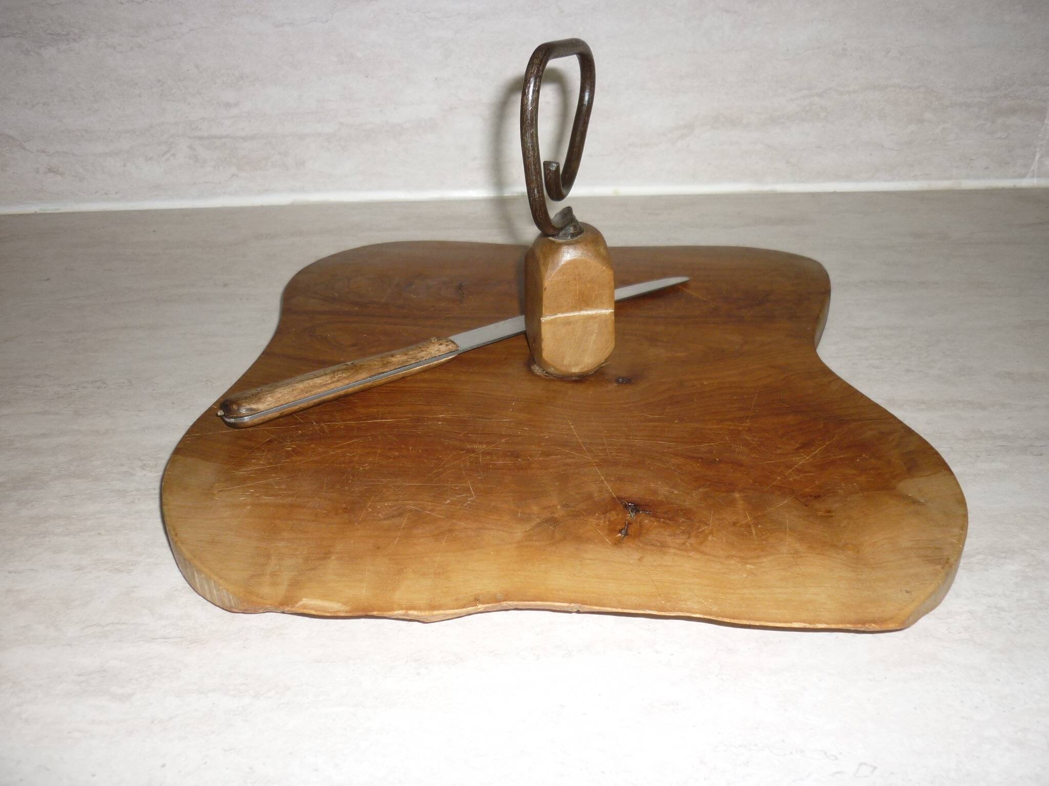 Cheese or charcurie tray in brutalist olive wood