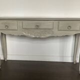 Grey console, three drawers