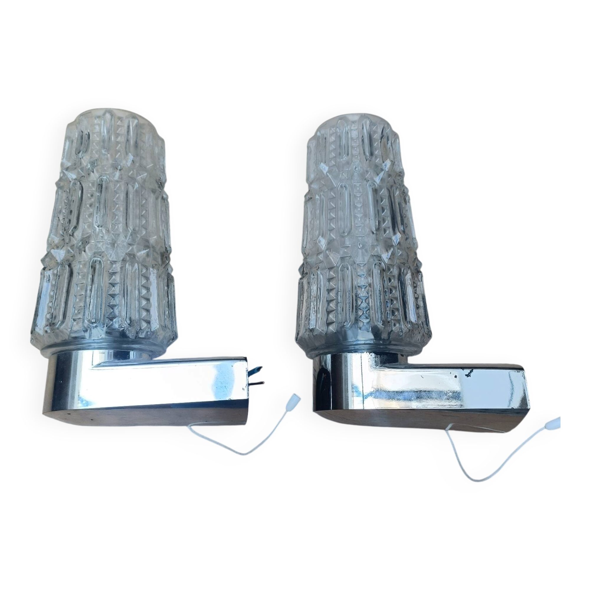 Pair of chrome Space Age wall lights
