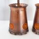 Pair of vintage 1970s brutalist suspensions in copper & orange plastic