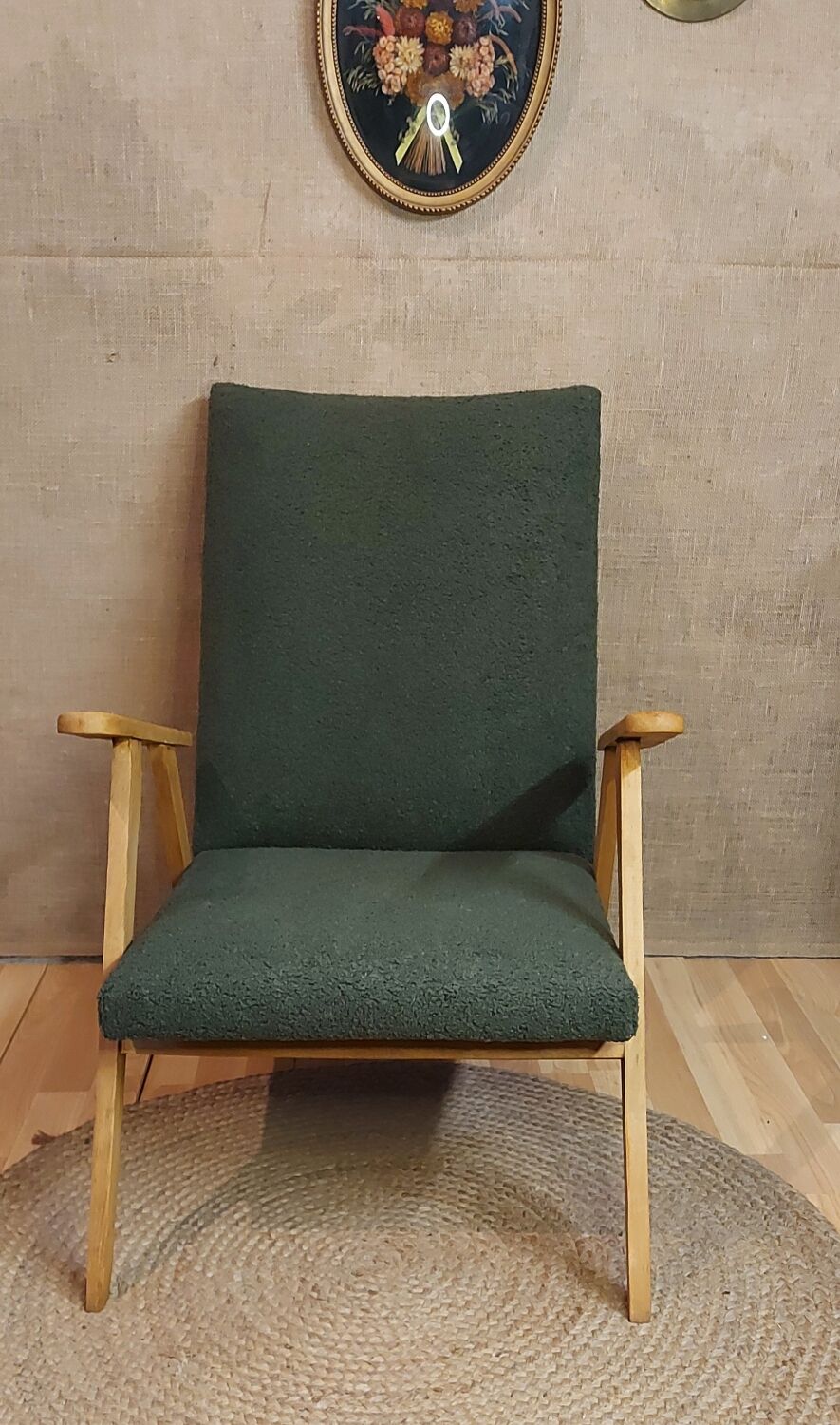 Scandinavian armchair with compass legs