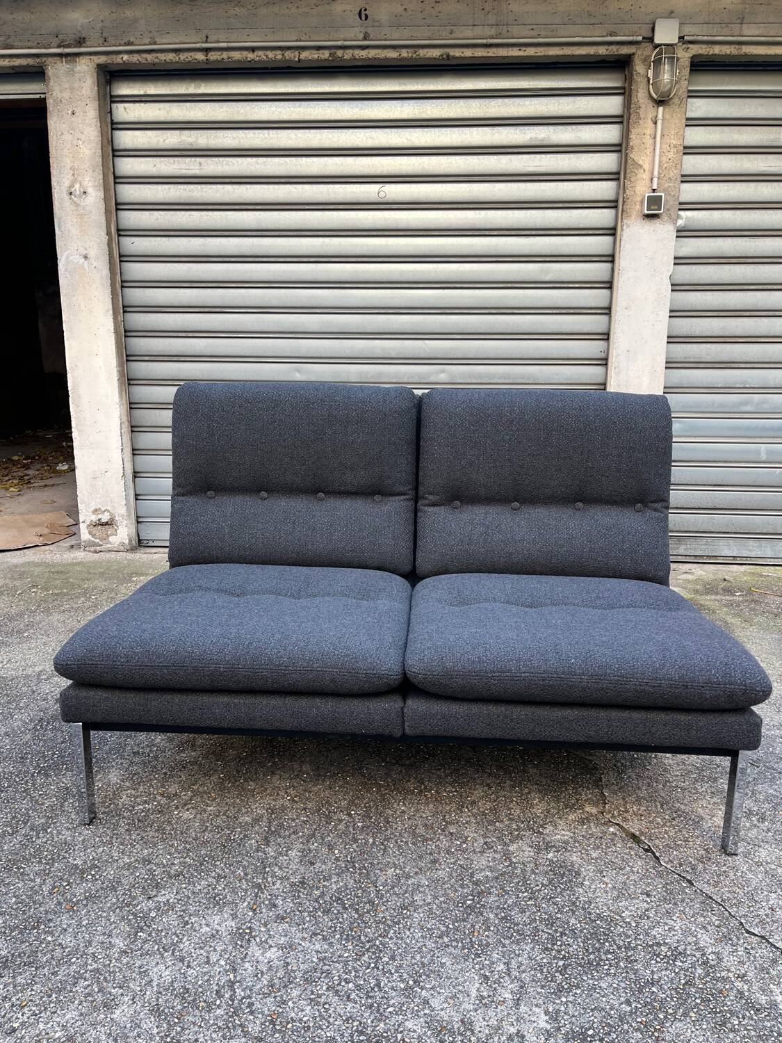 Anthracite and chrome 2-seater bench 70'