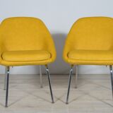 Fauteuils chrome et tissu, années 1960