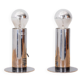Pair of vintage 70s table lamps in chromed steel design targetti