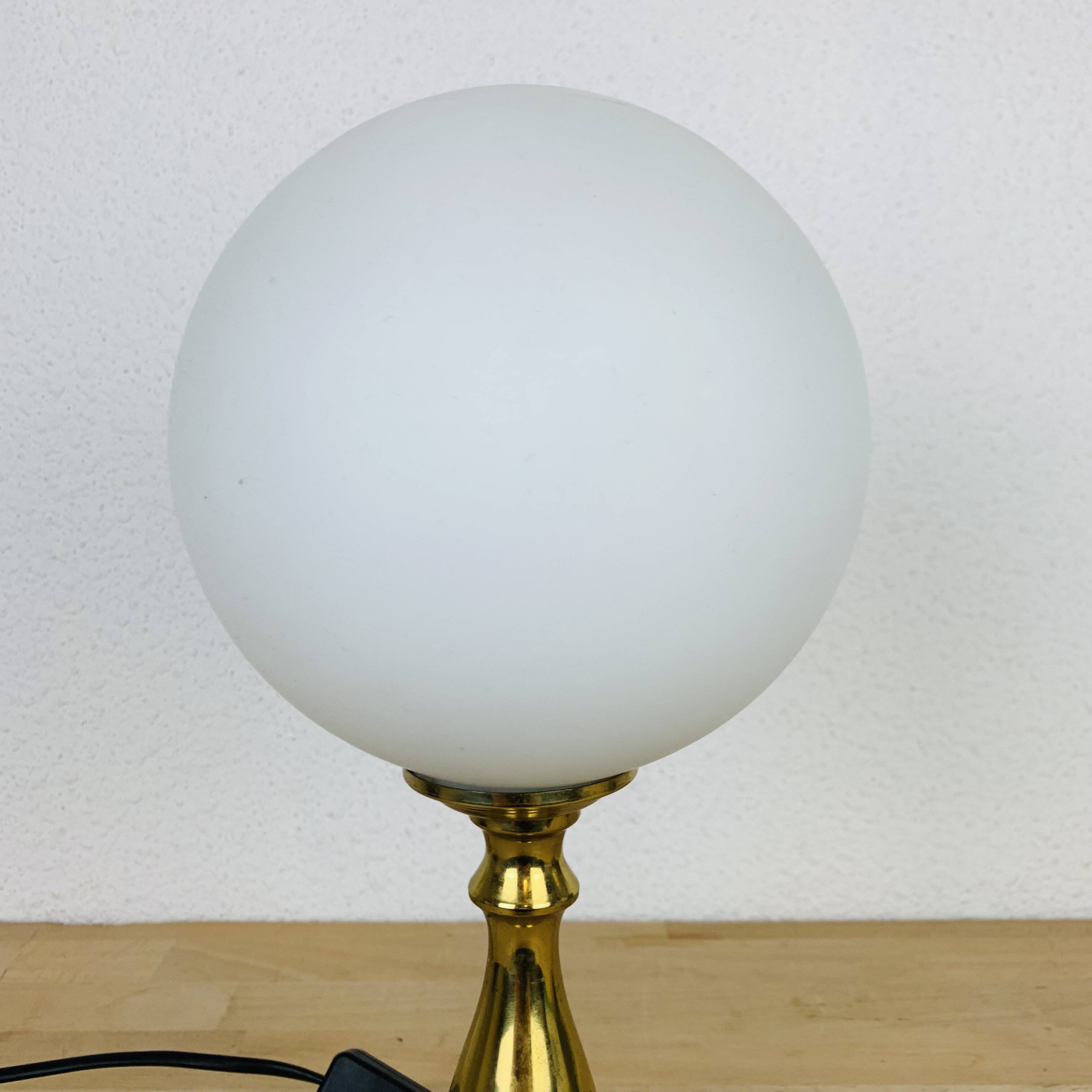 Vintage opaline globe brass lamp