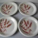Set of 4 old flat plates with ear of wheat decor Atelier d'Art Lunéville