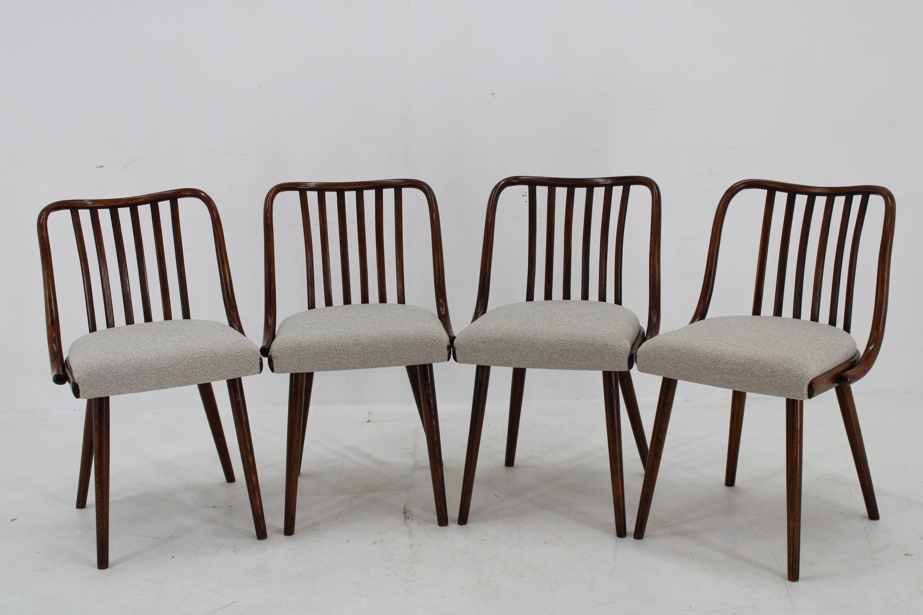 1960s Antonin Suman Set of Six Beech Dining Chairs, Restored