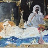 Louis alban "le fumeur de narguilé" huile sur panneau signée