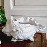 Cache pot coquillage barbotine blanche