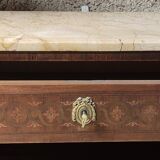 Louis XVI style marble and marquetry sideboard