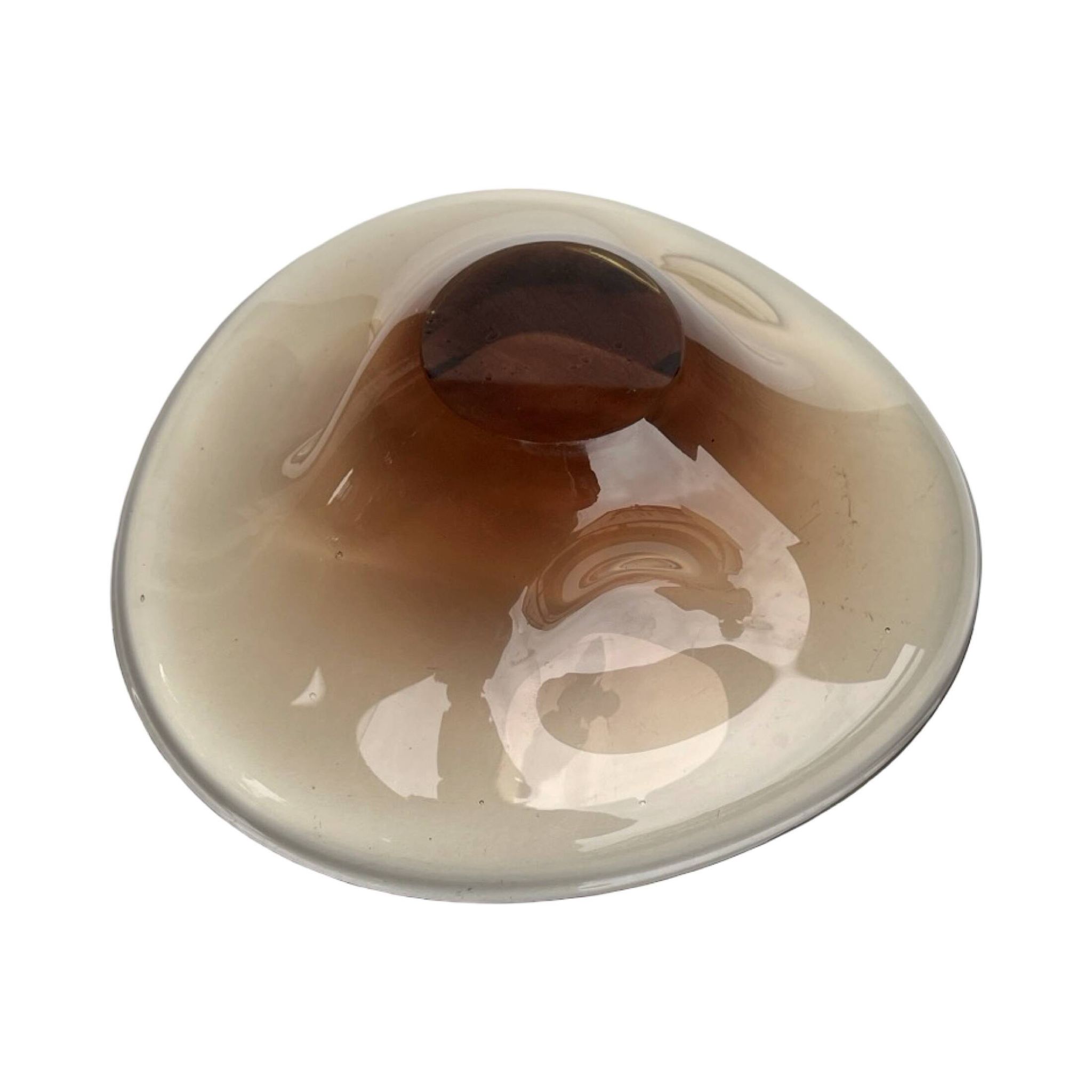 Hand-formed glass bowl designed by M Klinger, Železný Brod Sklo, Czech 1970