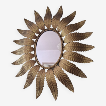 Oval Mirror Sun Witch Sunburst Leaves