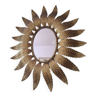 Miroir ovale sorcière soleil feuilles Sunburst