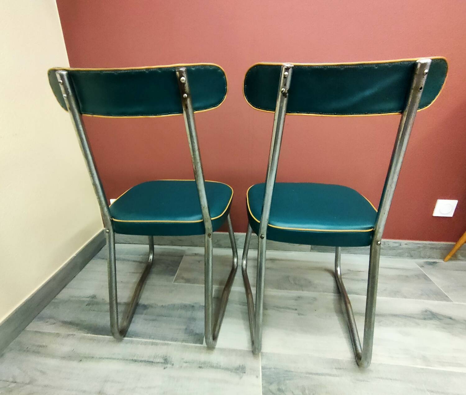 Pair of industrial office chairs