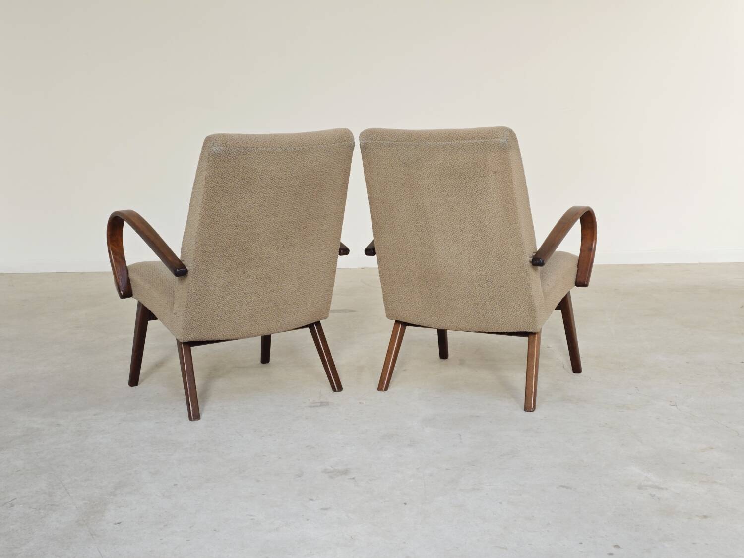 Pair of grey mottled armchairs by Jaroslav Smidek for TON Bystrice